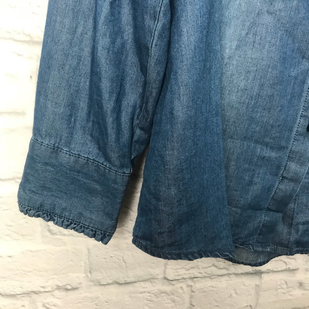 Kensie | Chambray Button Up With Ribbon Tie - image 3